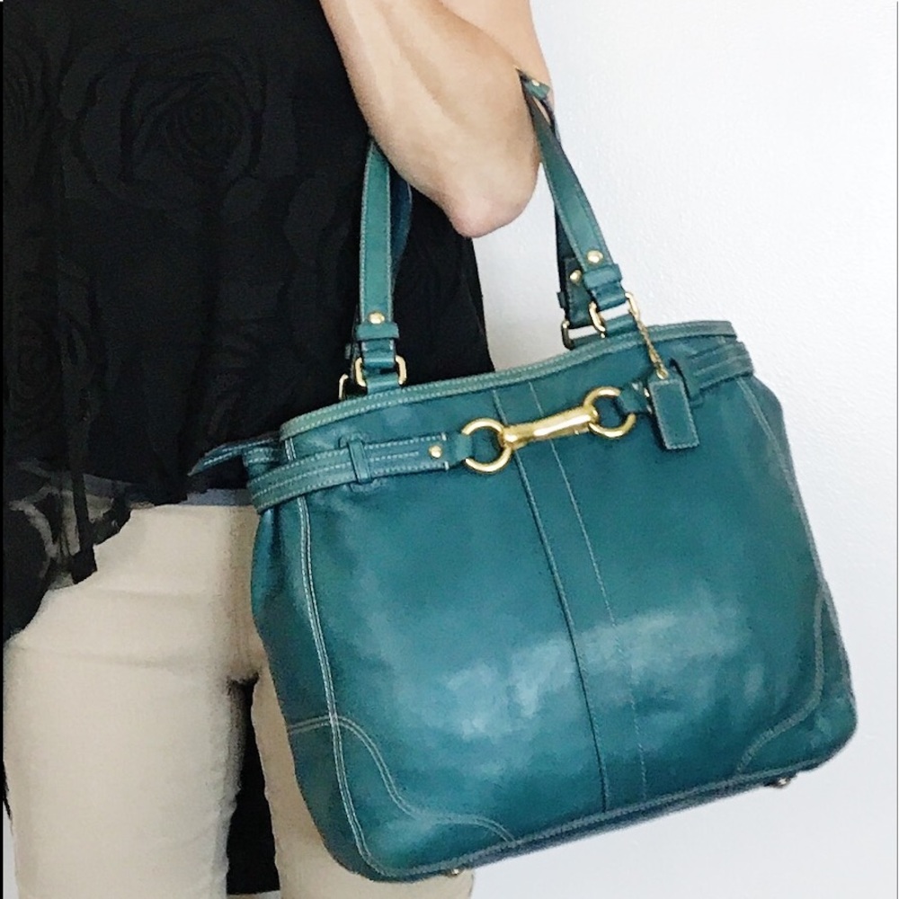 Coach RARE Turquoise Blue Leather Nancy Bag
